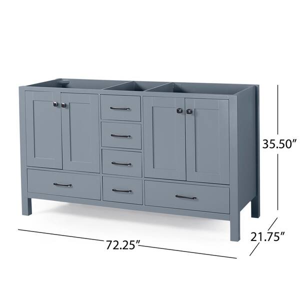 Noble House Lyndon 72 In W X 22 In D Bath Vanity Cabinet Only In Grey 65878 The Home Depot