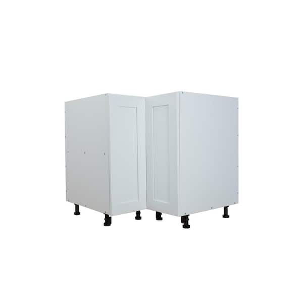 Cambridge Everest 36 in. W x 24 in. D x 34.5 in. H Ready to Assemble Shaker Corner Lazy Susan Kitchen Cabinet in White