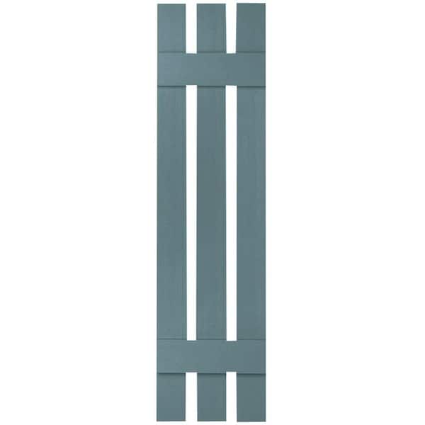 Ekena Millwork 12 in. x 35 in. Lifetime Vinyl Custom Three Board Spaced Board and Batten Shutters Pair Wedgewood Blue