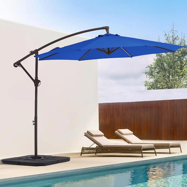 10 ft. Cantilever Round Offset Patio Umbrella in Blue