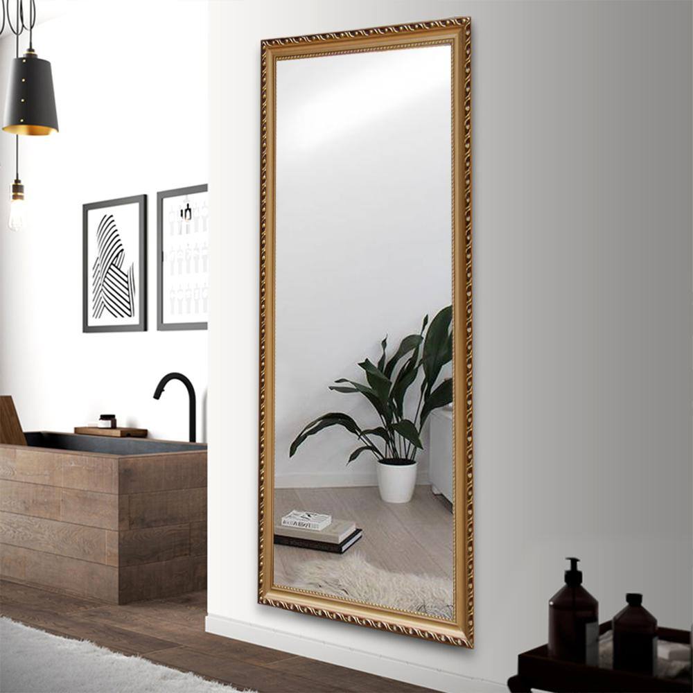 NEUTYPE Oversized Gold Composite Adjustable Mirror Glam Classic Mirror (64 in. H X 21 in. W