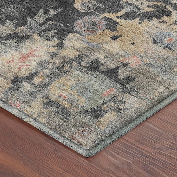 Mayfield Premium Machine Washable Abstract AMF2302 Charcoal 5 ft. x 7 ft. 6 in. Area Rug
