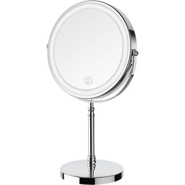 Unbranded Chrome 8 in. W x 15 in. H Makeup Mirror Round Stainless Steel Framed Mirror