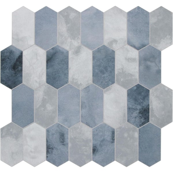 Blue 12 in. x 11.5 in. Vinyl Peel and Stick Backsplash 10-Pack