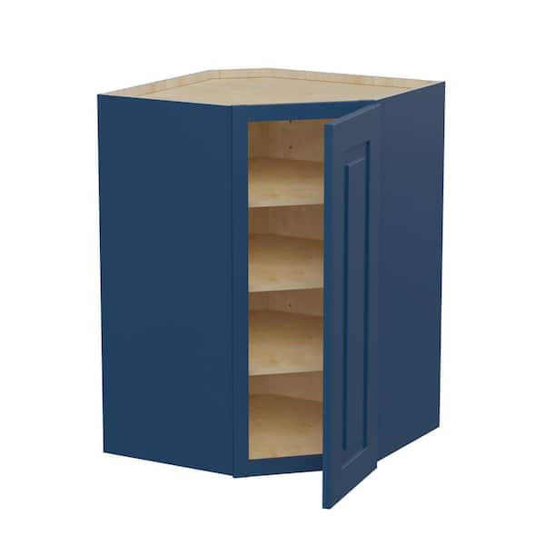 Home Decorators Collection Grayson 20 in. W x 12 in. D x 36 in. H Assembled Plywood Diagonal Wall Kitchen Cabinet in Mythic Blue with Soft Close
