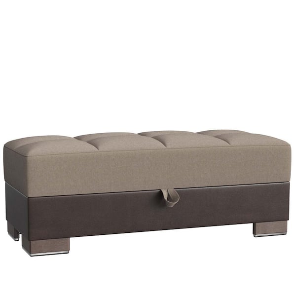 Ottomanson Basics Collection Beige/Brown Ottoman With Storage
