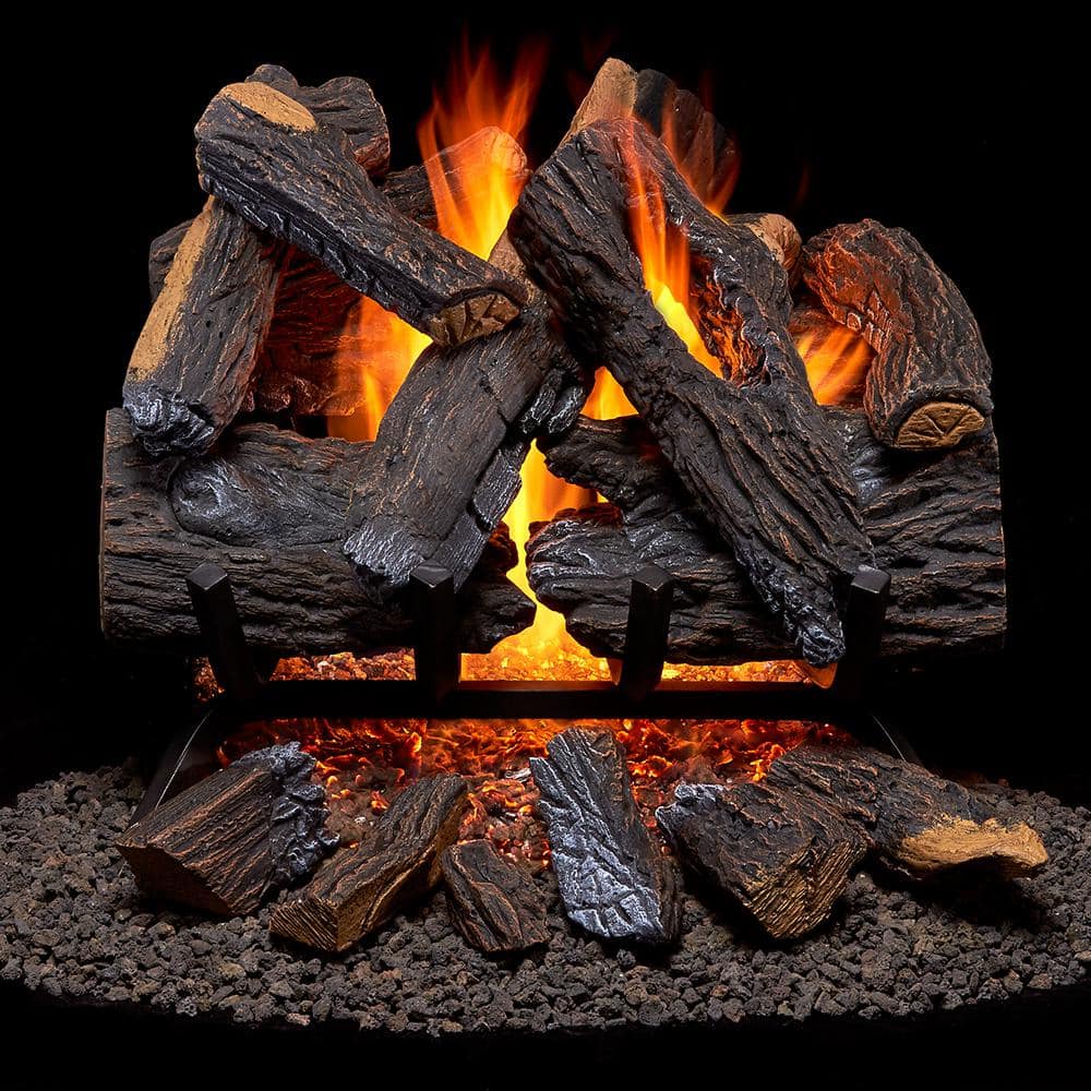 Duluth Forge Vented Natural Gas Fireplace Log Set - 18 in., 45,000 BTU,  Heartland Oak 210036 - The Home Depot