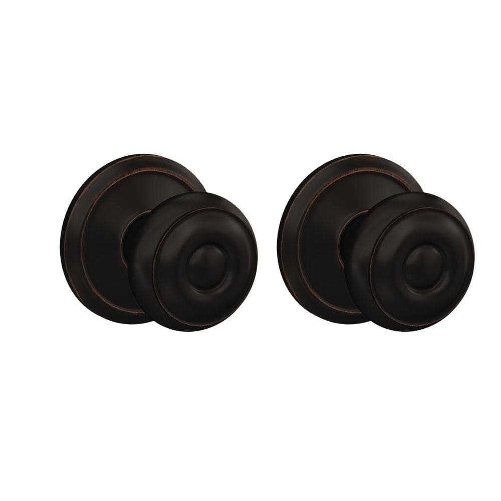 Schlage Custom Georgian Aged Bronze Dummy Door Knob with Alden Trim (2 ...