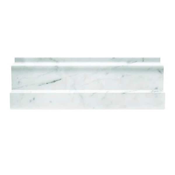 White Grandis 4 in. x 12 in. Marble Polished Baseboard Tile Trim (3.33 sq. ft./case) 10-Pack