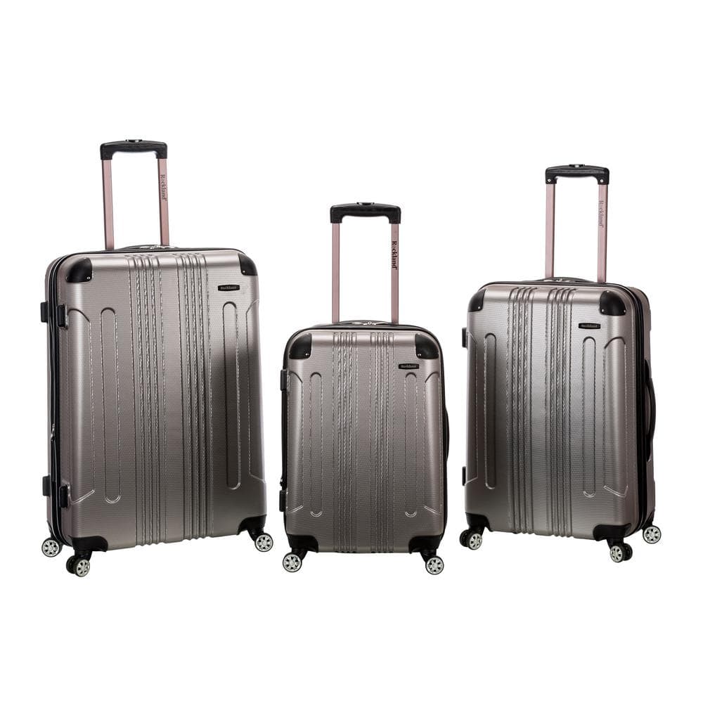 Skyline Hardside Checked 4pc Luggage Set - Brushed Nickel