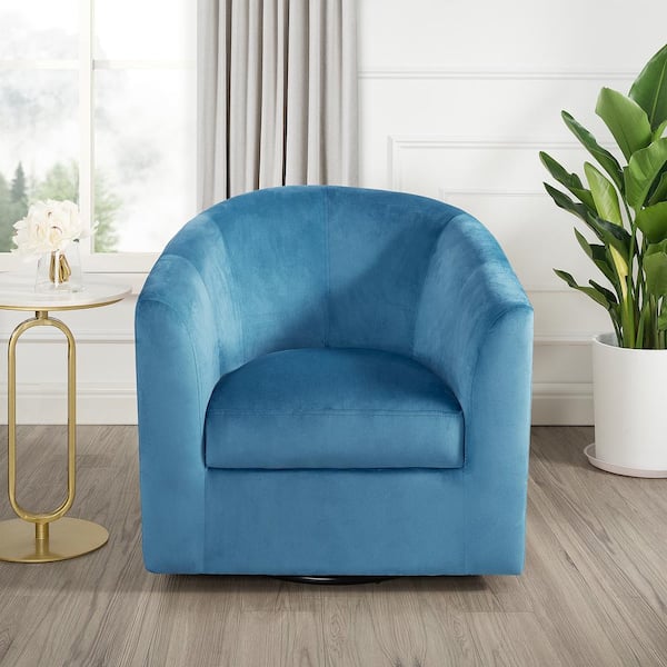 MAYKOOSH 360° Swivel Barrel Chair, Modern Accent Chair with Armrest, Small Club Chair for Living Room-Turquoise, Microfiber