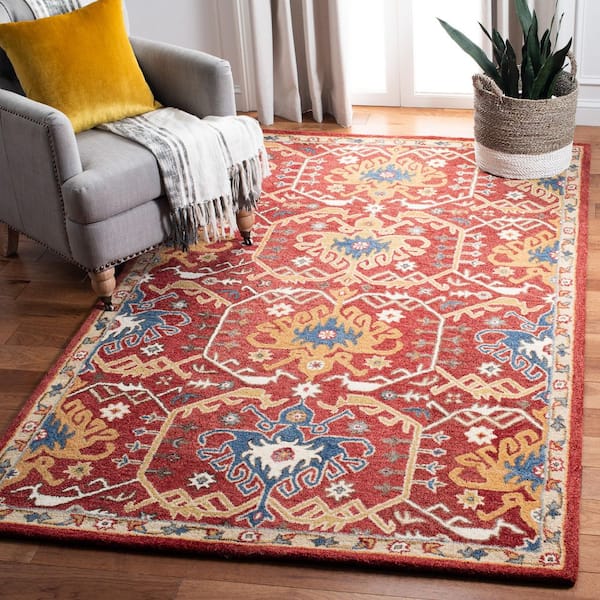Antiquity 5 ft. x 8 ft. Red/Yellow Traditional Medallion Area Rug