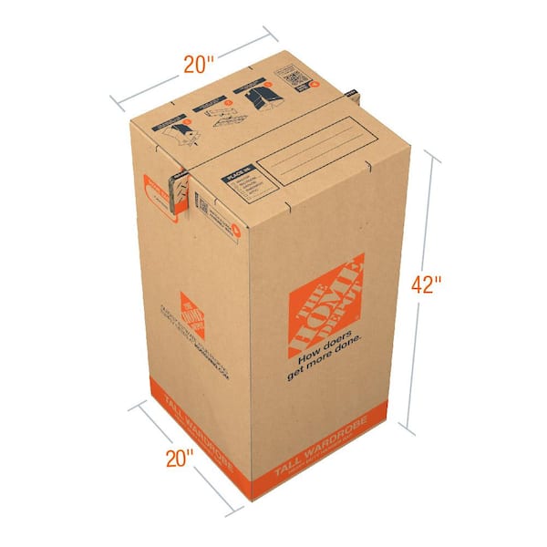 The Home Depot 20 in. L x 20 in. W x 42 in. D Tall Wardrobe Moving Box