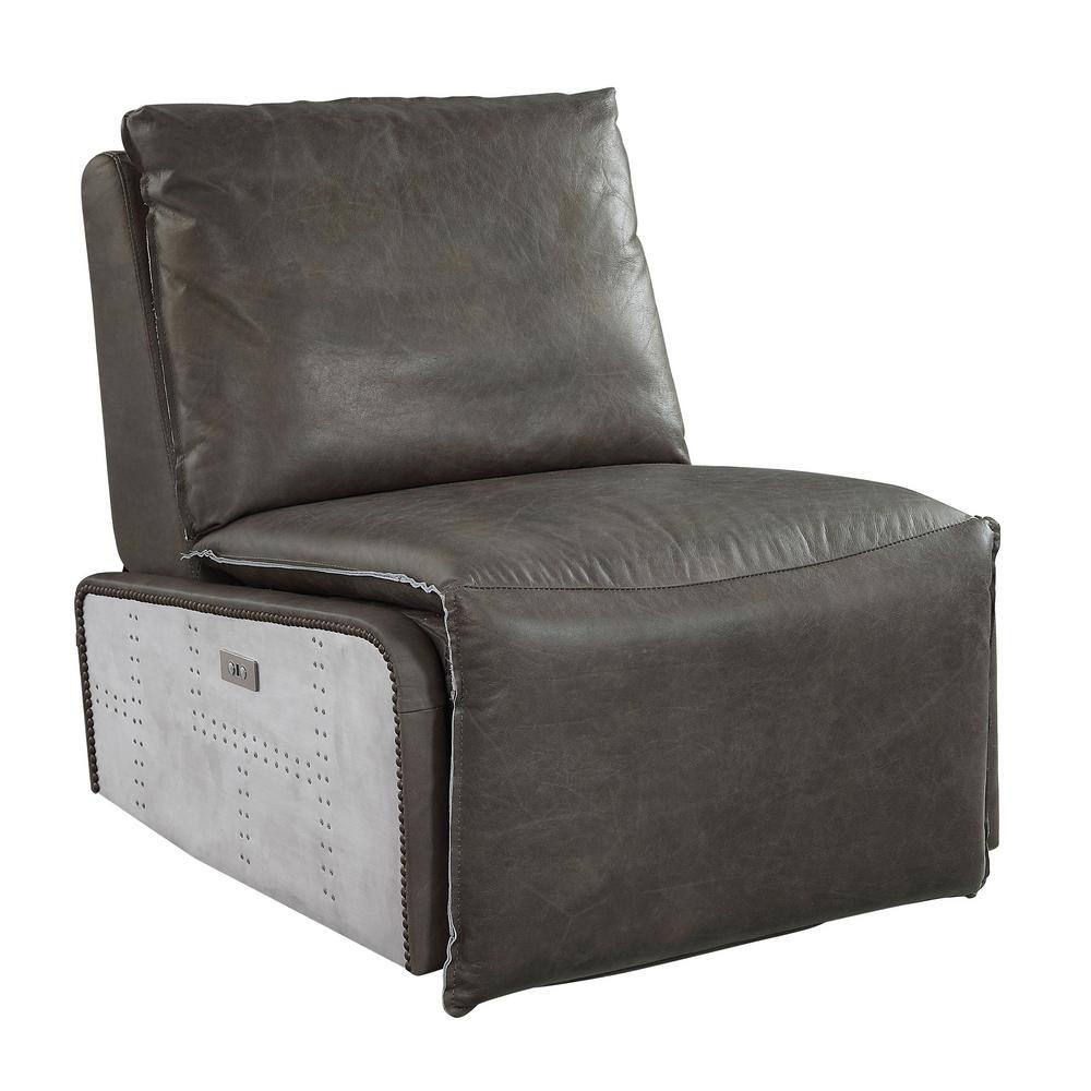 Metier Gray Top Grain Leather & Aluminum Swivel Recliner