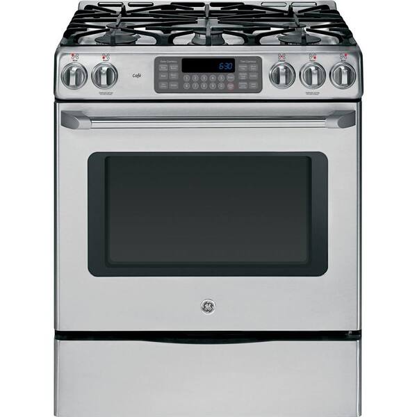 GE Cafe 30 in. 5.4 cu. ft. Gas Range with Self-Cleaning Convection Oven in Stainless Steel