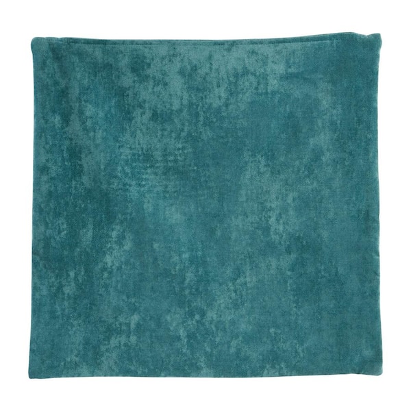 Greendale Home Fashions Solid Aqua Velvet 24 in. x 24 in. Square Throw Pillow Cover