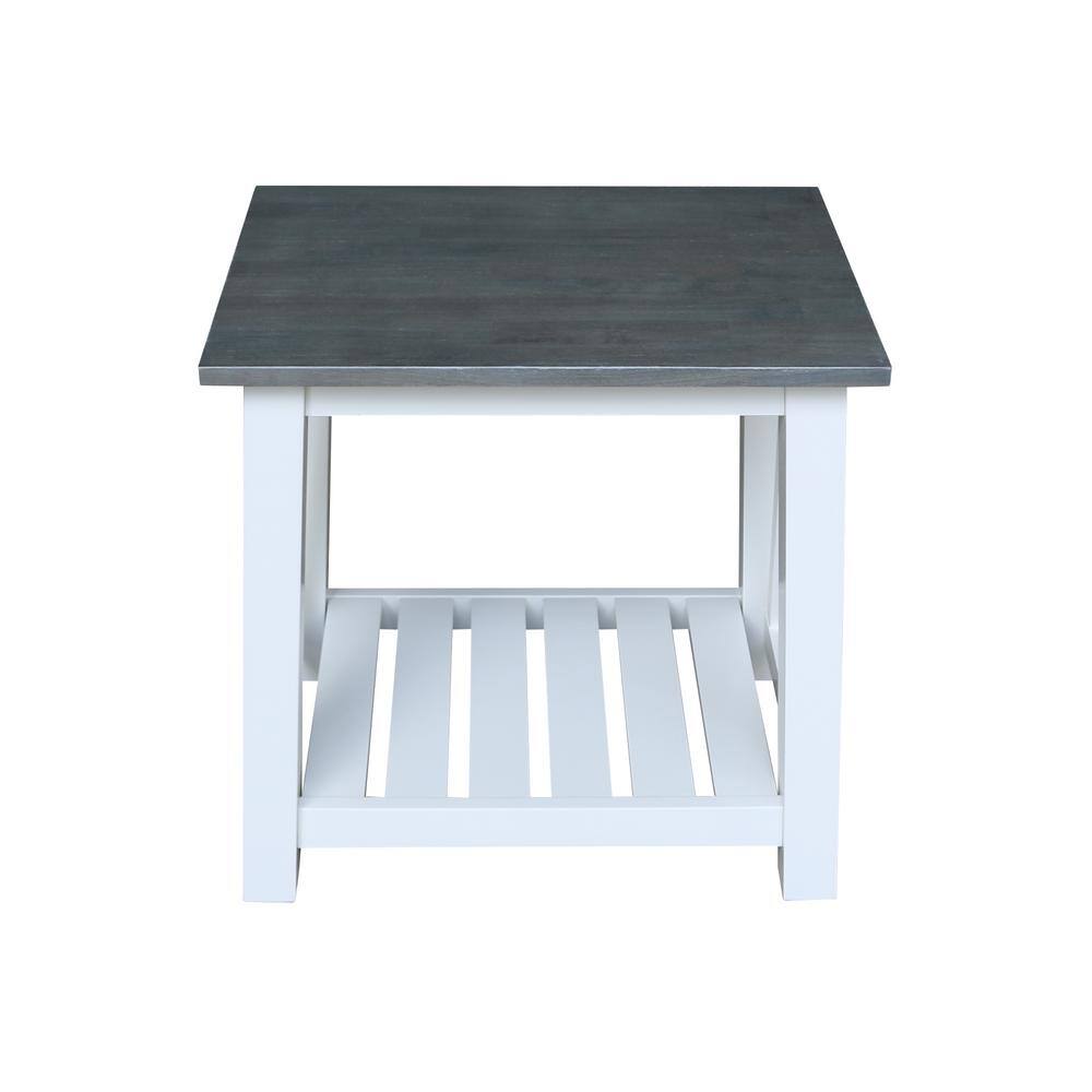 Surrey 31'' Solid Parawood End Table in White & Heather Gray