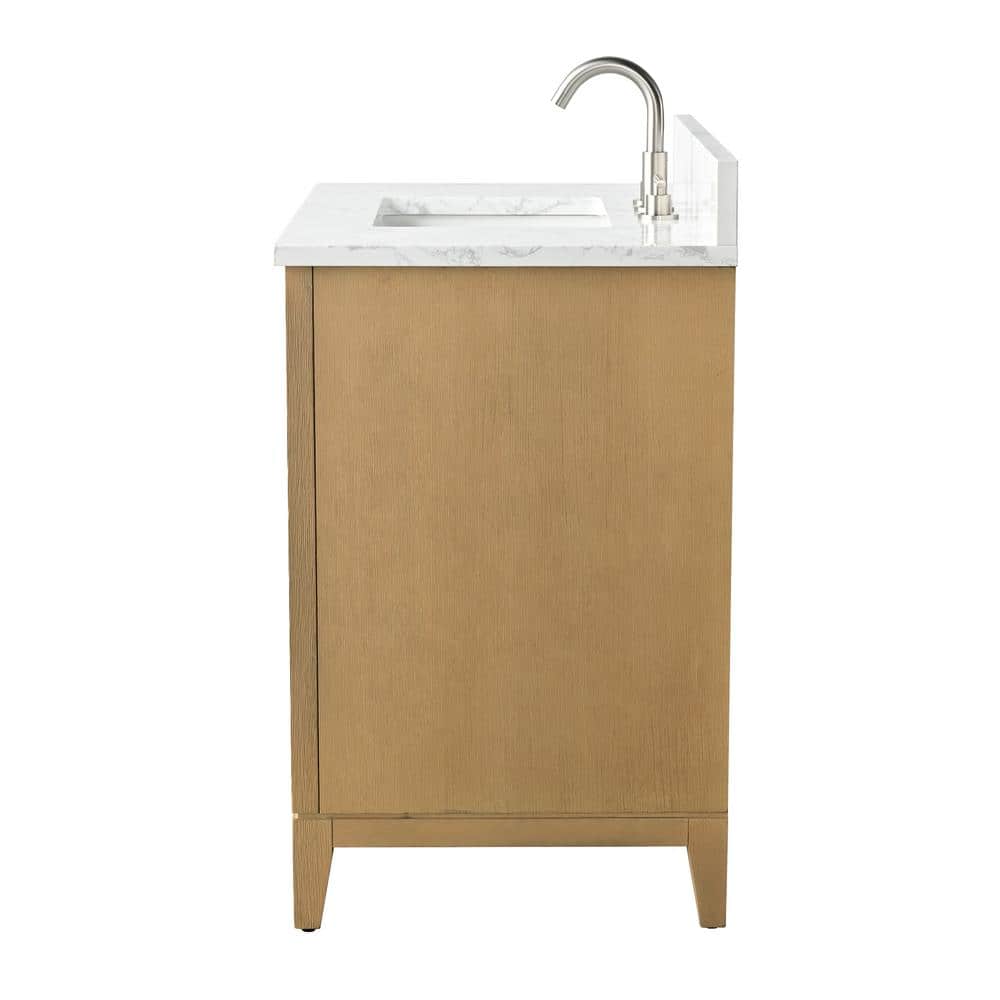 Natural Oak 36" Single Bathroom Vanity with Marble Top