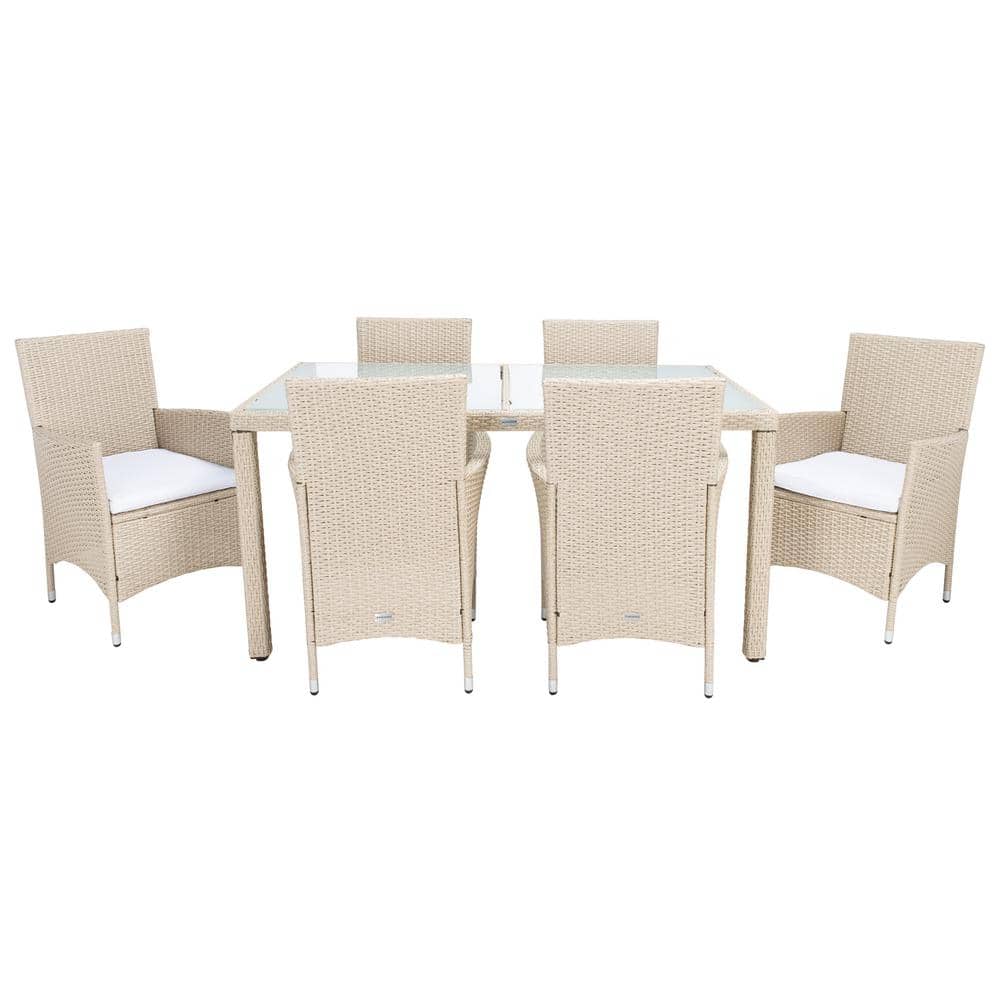 Jolin Beige 7-Piece Wicker Outdoor Patio Dining Set with White Cushions price history on PriceWatchPro