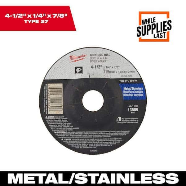 4-1/2 in. x 1/4 in. x 7/8 in. Grinding Wheel (Type 27)