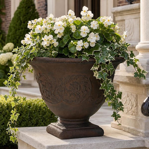 Sunnydaze 16 in. Darcy Resin Planter - Rust DG-405 - The Home Depot