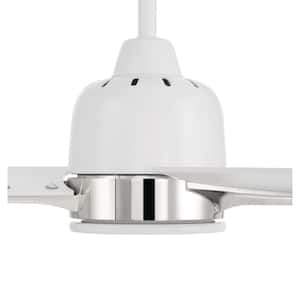 Fuller 52 in. Indoor White/Polished Nickel Finish Ceiling Fan and Integrated LED Light Kit with 4 Speed Control Included