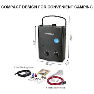 Camplux 5L 1.32 GPM Outdoor Portable Propane Gas Tankless Water Heater in Black