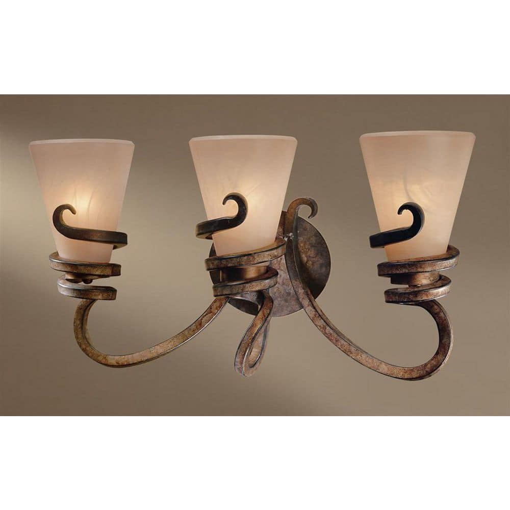 Tofino Bronze 3-Light Bath Vanity with Mabre Grabar Glass
