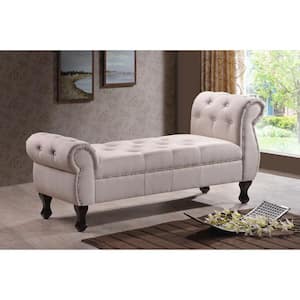 Ipswich Traditional Beige Fabric Upholstered Ottoman