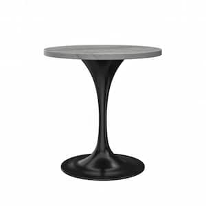 Verve Modern 27 in. Round Dining Table with White Resin Top and Black Pedestal Base