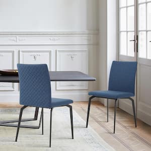 Lyon Blue Fabric and Metal Dining Room Side Chairs (Set of 2)