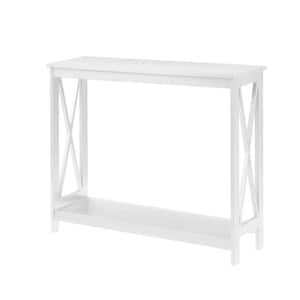 Oxford 40 in. White Standard Rectangle Wood Console Table with Shelves
