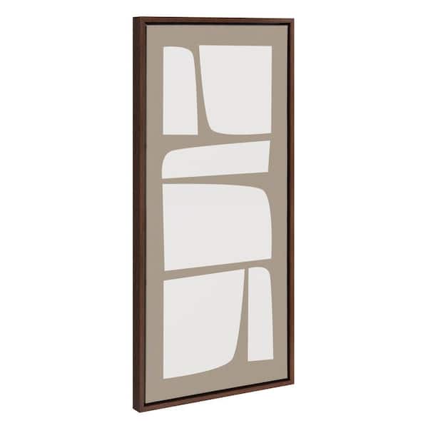 Kate and Laurel Sylvie Neutral Abstract Aztec Shapes Panel by the Creative Bunch Studio Framed Art Print 18 in. x 40 in.