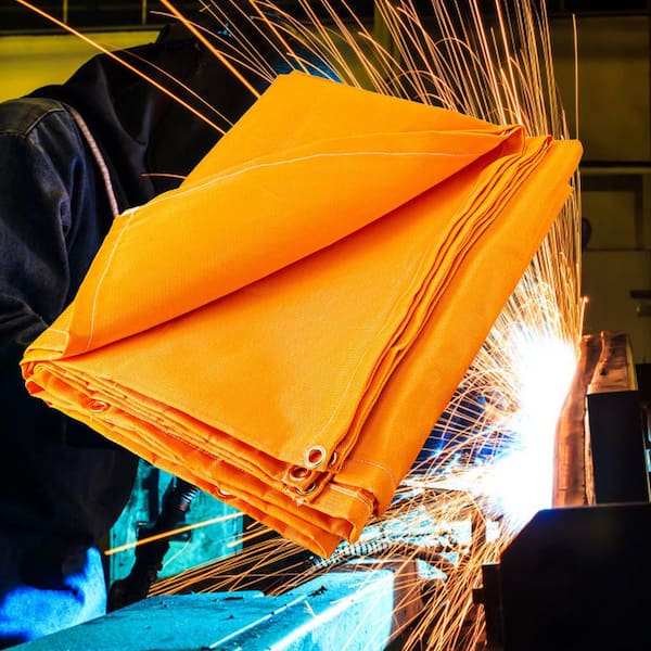 10 ft. x 10 ft. Welding Blanket Orange Fiberglass Blanket Portable Fiberglass Fire Retardant Blanket Welding Mat