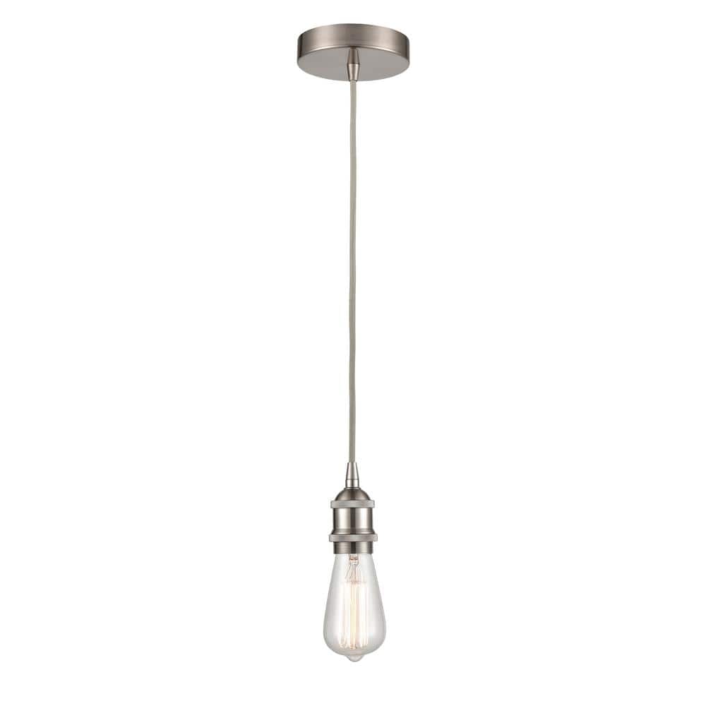 Edison Mini Pendant Light in Satin Nickel with Adjustable Glass Shade