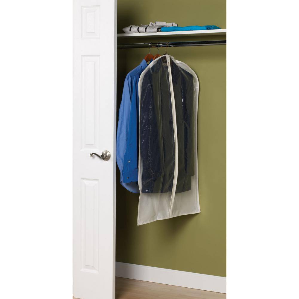 Off-White Canvas Suit Protector Garment Bag with Clear Front