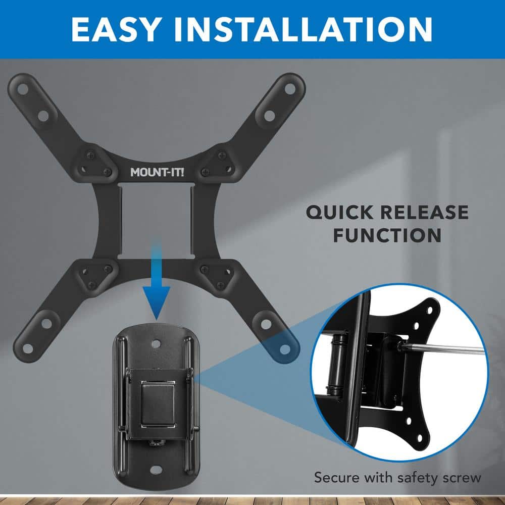 Compact Black Stainless Steel Full Motion TV Wall Mount for 50" Screens