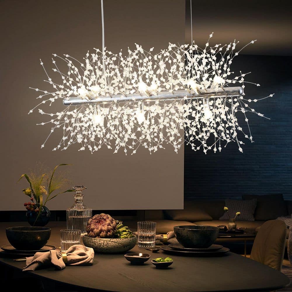 ETONIMERR 28.8 in. 9-Light Chrome French Country Crystal Firework