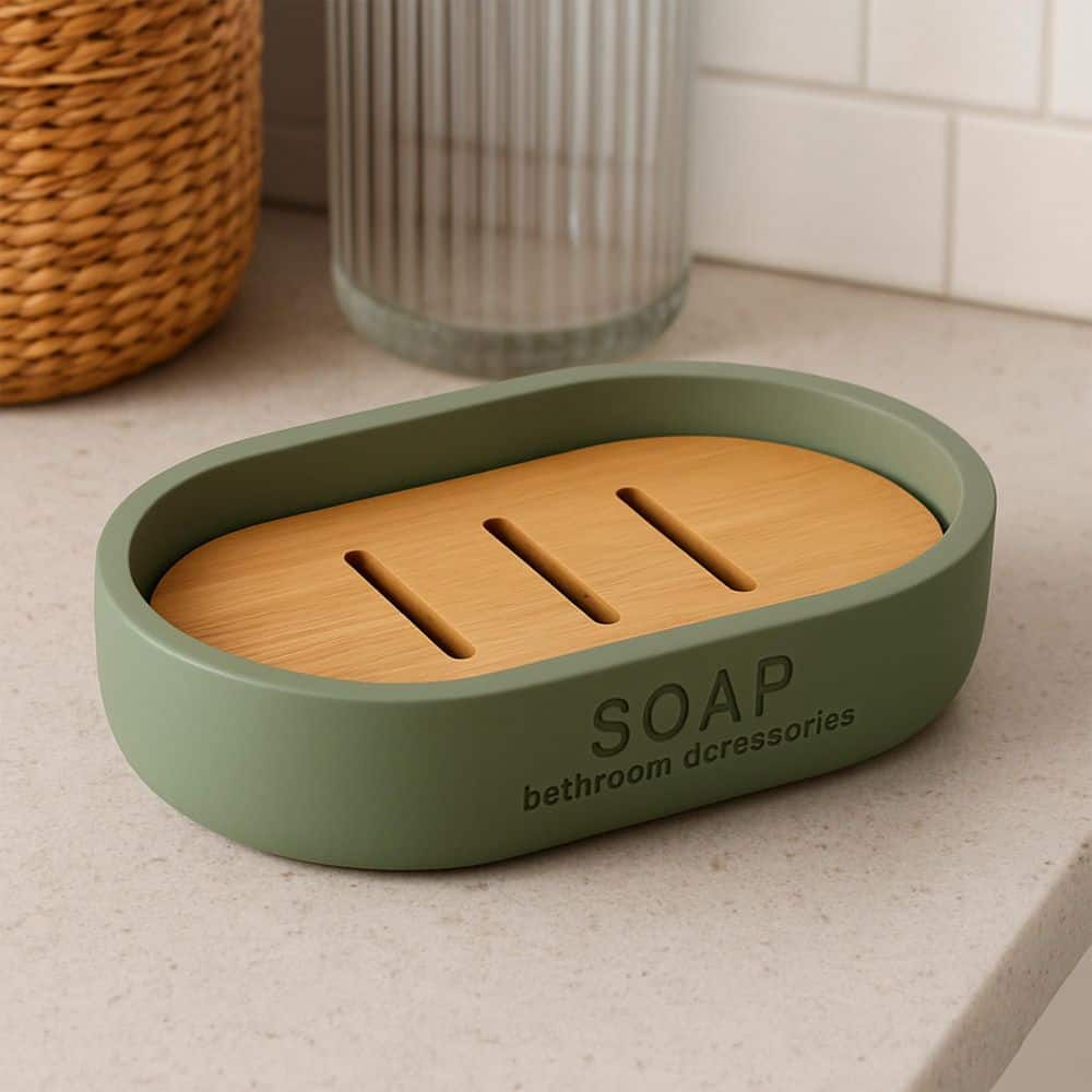 WILLIS Freestanding Soap Dish with Draining Bamboo Insert Green price history on PriceWatchPro