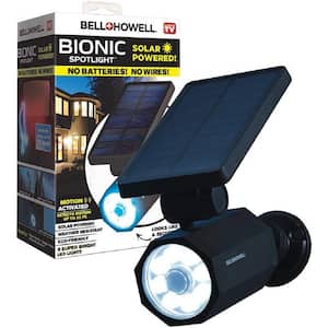 4-Watt Solar Powered Motion Activated Integrated LED Black Outdoor Bionic Spotlight Night Light