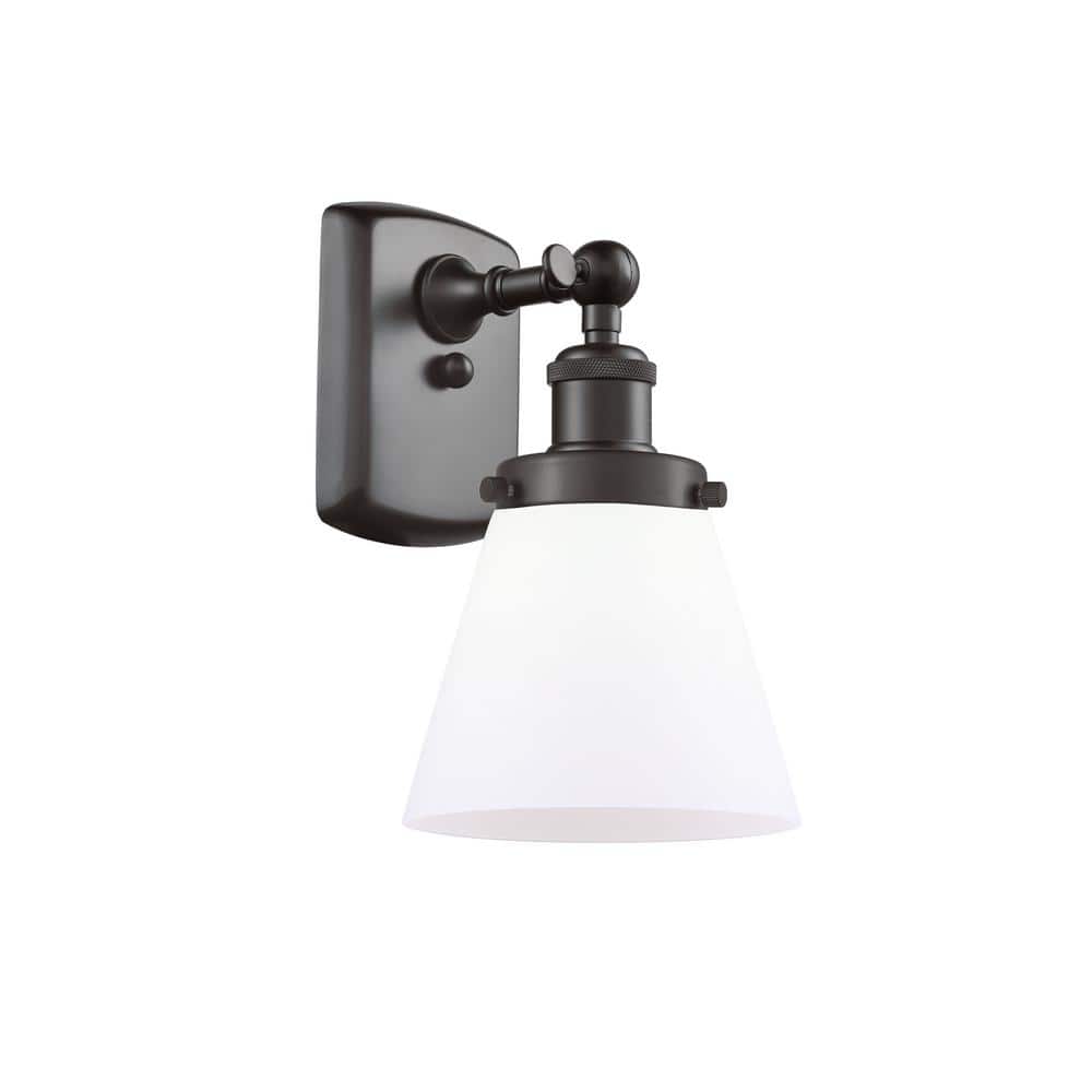 Cone 1-Light Oil Rubbed Bronze, Matte White Wall Sconce with White Glass Shade price history on PriceWatchPro