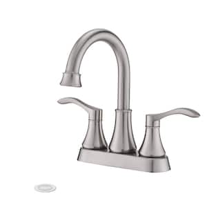 4 in. Centerset 2-Handle Swivel Spout Bathroom Faucet with Pop-Up Drain in Brushed Nickel