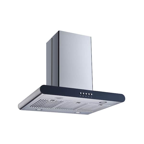 30 in. Convertible Island Mount Range Hood in Stainless Steel with Stainless Steel Baffle Filters and Carbon Filters