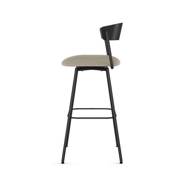 Ludwig 25.875 in. Greige Faux Leather / Black Metal Swivel Counter Stool