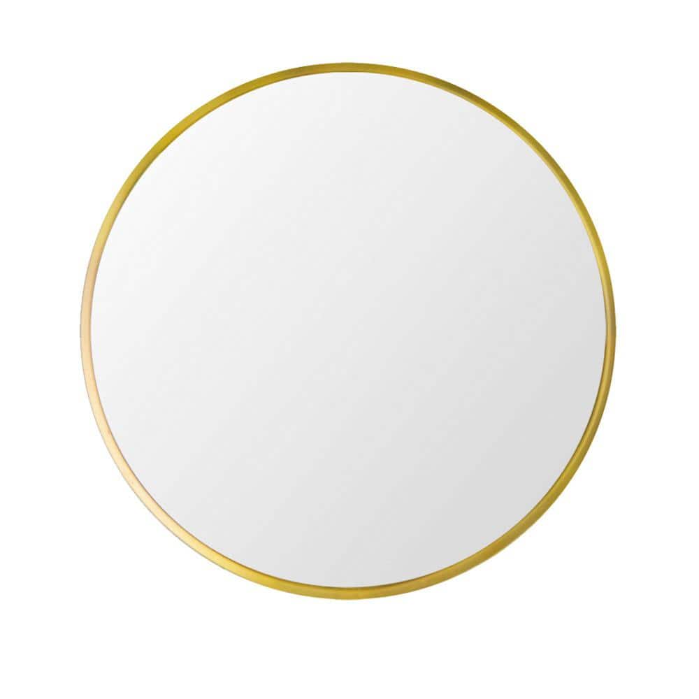 Movisa 24 in. W x 24 in. H Round Aluminum Framed Wall Mounted Bathroom Vanity Mirror in Gold Y