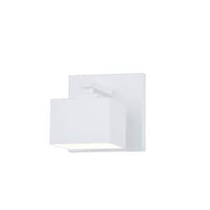 Cubely Small 1-Light White Hardwired LED Outdoor Wall Lantern Sconce (1-Pack)