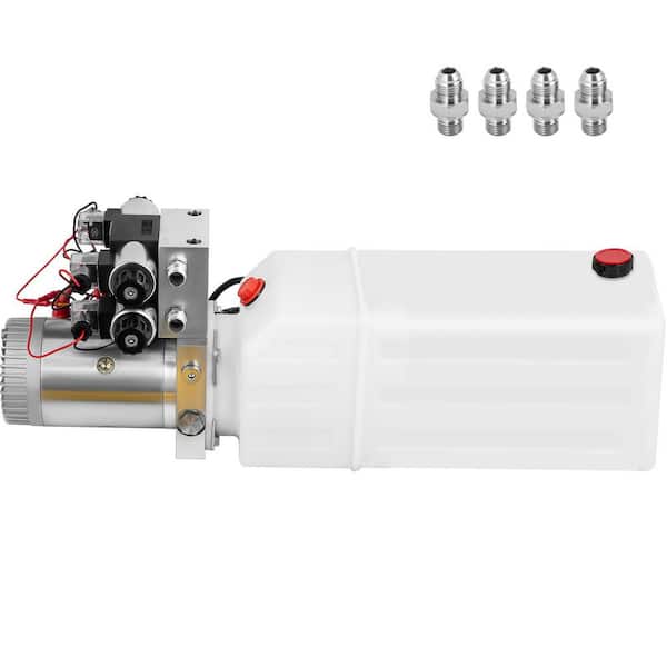 SKYSHALO Hydraulic Pump 12V DC Hydraulic Power Double Solenoid Hydraulic Power Pack Unit with 8L Plastic Tank Max Pressure 200Bar