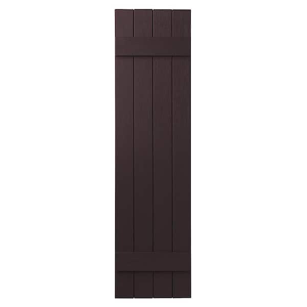 15 in. x 47 in. Polypropylene 4-Board Closed Board and Batten Shutters Pair in Winestone