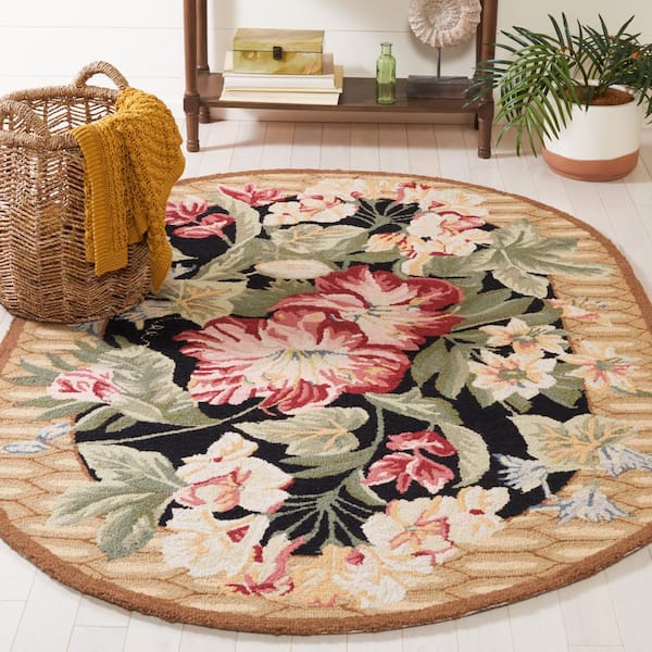Chelsea Black/Brown 5 ft. x 7 ft. Oval Border Area Rug