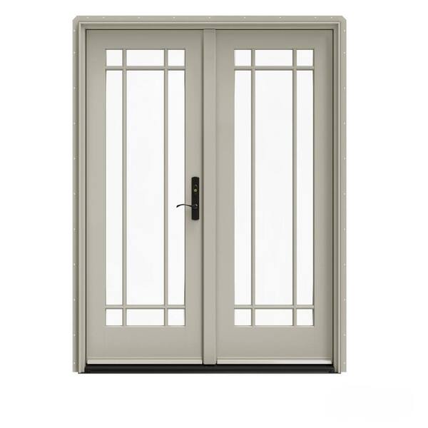 JELD-WEN 60 in. x 80 in. W-5500 Desert Sand Clad Wood Left-Hand 9 Lite ...